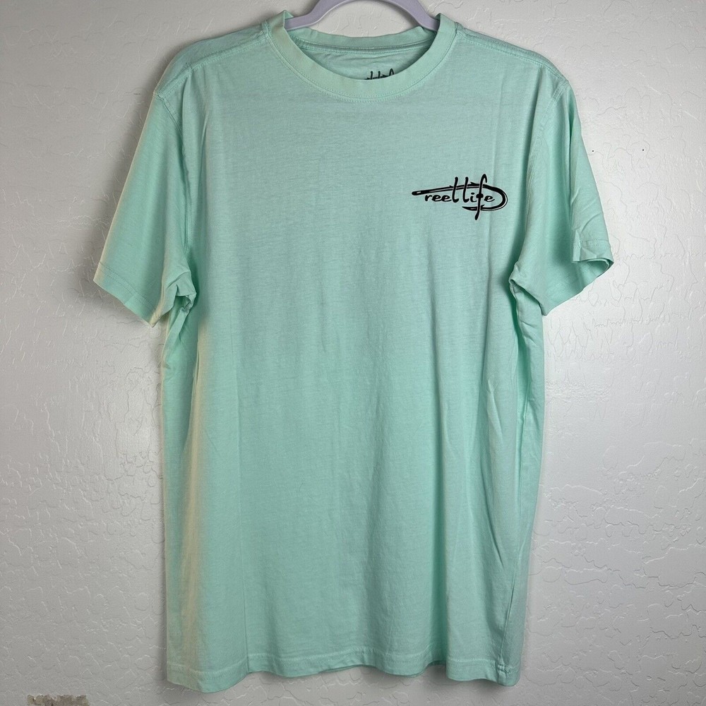 Reel Life Men's Ocean Washed Short Sleeve Soft Pre-Shrunk Tee Size Medium